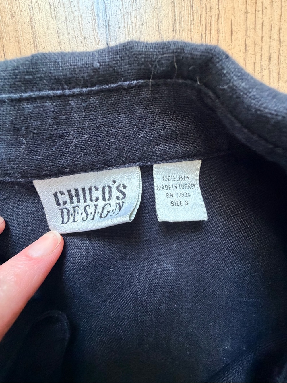 Black Women's Button-Up Linen Shirt - Picture 2 of 3